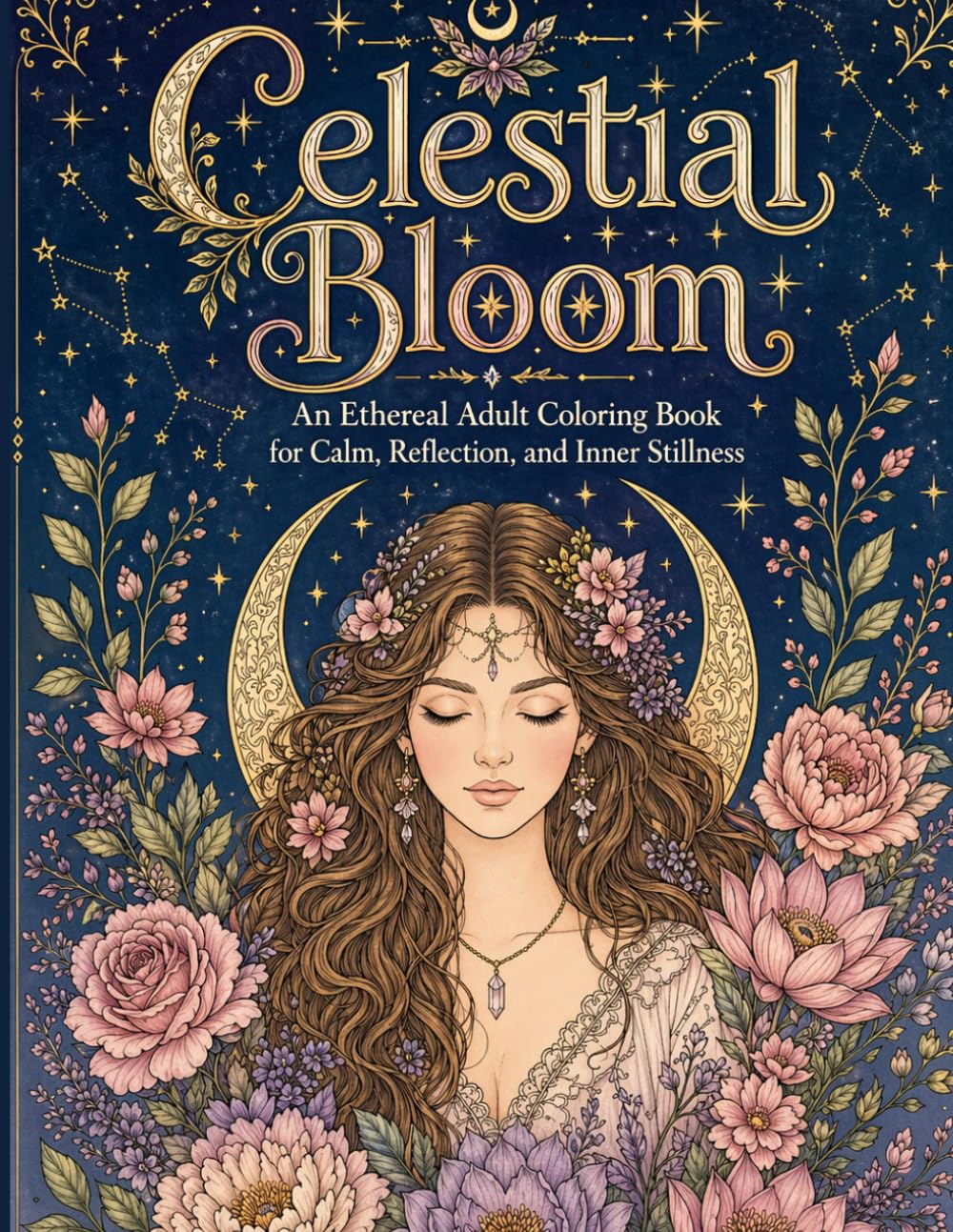 Celestial Bloom: An Ethereal Adult Coloring Book for Calm, Reflection, and Inner Stillness