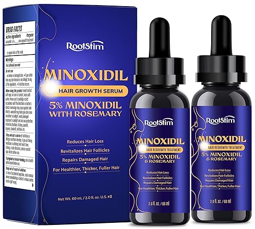 5 % de Minoxidil para el crecimiento del cabello para hombres y mujeres: 2 paquetes de suero de tratamiento para la pérdida de cabello de Minoxidil