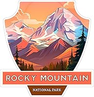 Vista 1 de Adhesivo de recuerdo de viaje de 4 pulgadas en el parque nacional de las Montañas Rocosas de Colorado, calcomanía de vinilo impermeable para laptop