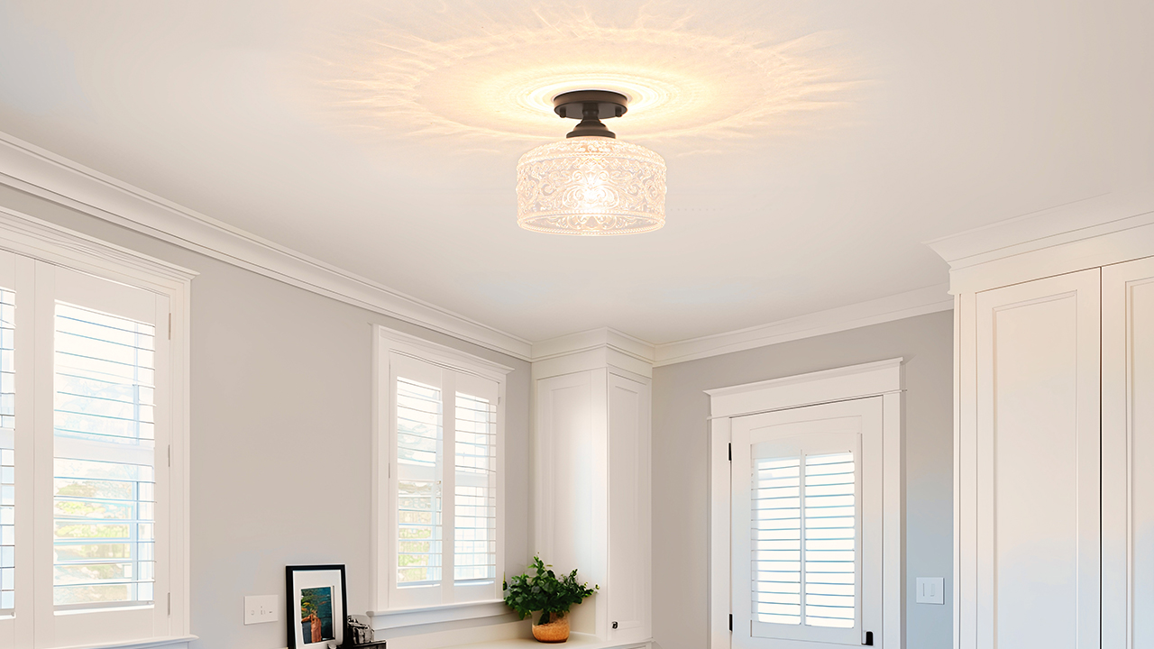 Daunton Small Semi Flush Mount Ceiling Light Fixture, Vintage