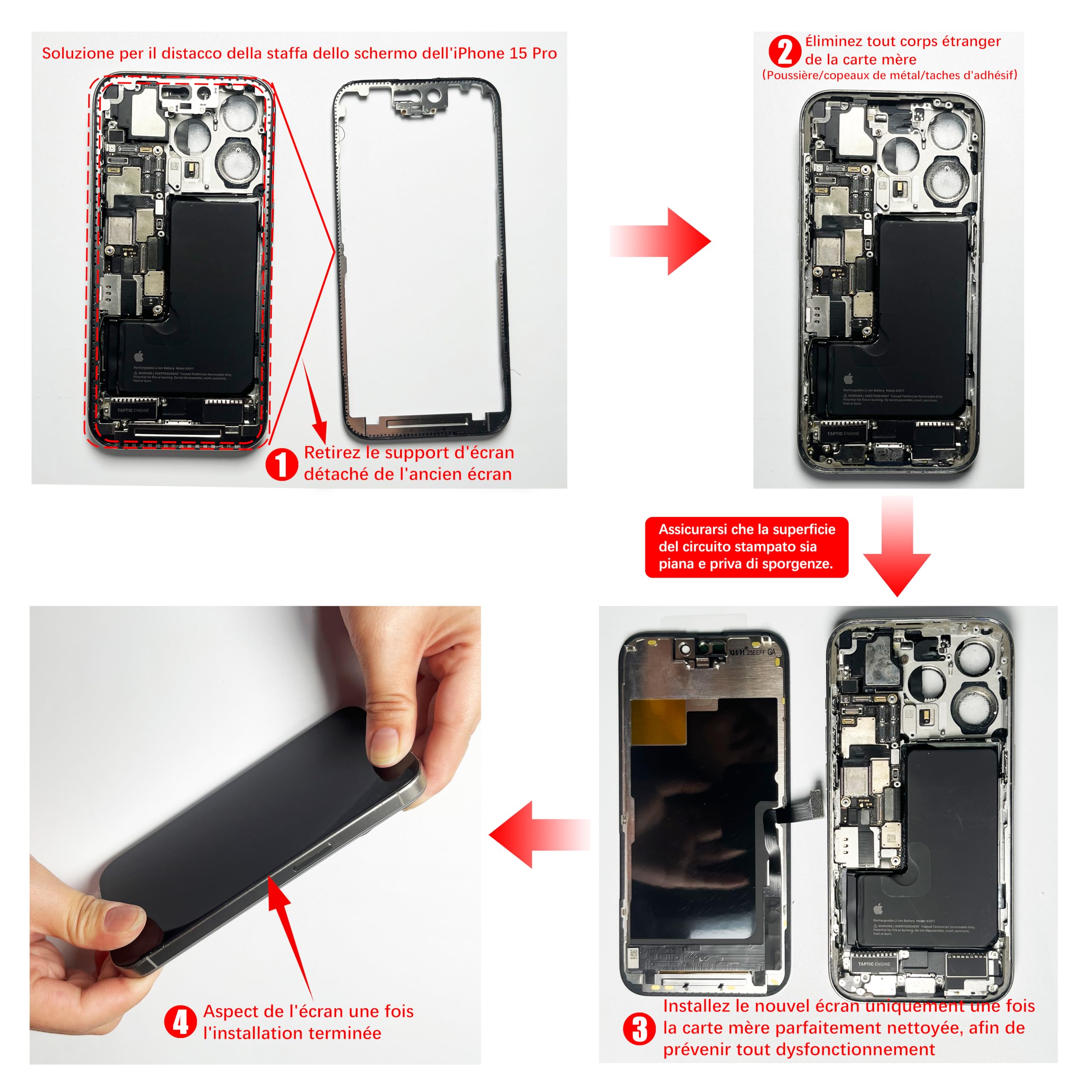 Brinonac Display per iPhone 15 PRO, Schermo LCD Retina Full HD 6,1", Kit di Sostituzione Touch Screen con Digitizer e Telaio