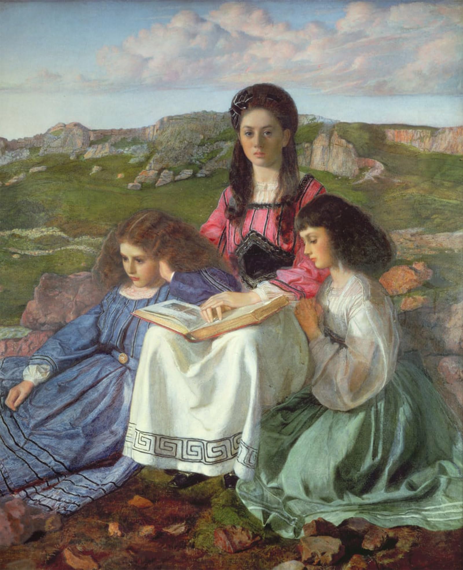 ARTXLXXBN Famous Painting Canvas Artwork Graffiti Print the Three Sisters of Dean Liddell by William Blake Richmond Portrait Canvas Image for Home Decor 60x90cm