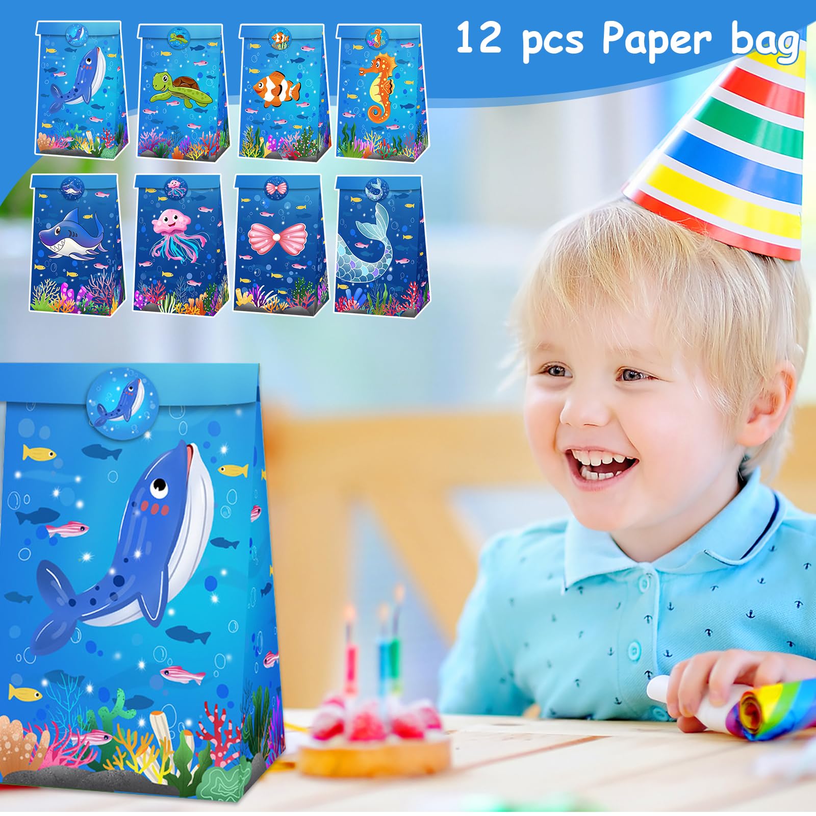 Kit 86 Cadeaux Fête Animaux Marins Eymobad - Porte-clés, Bracelets, Autocollants, Thème Océan, Anniversaire Enfants