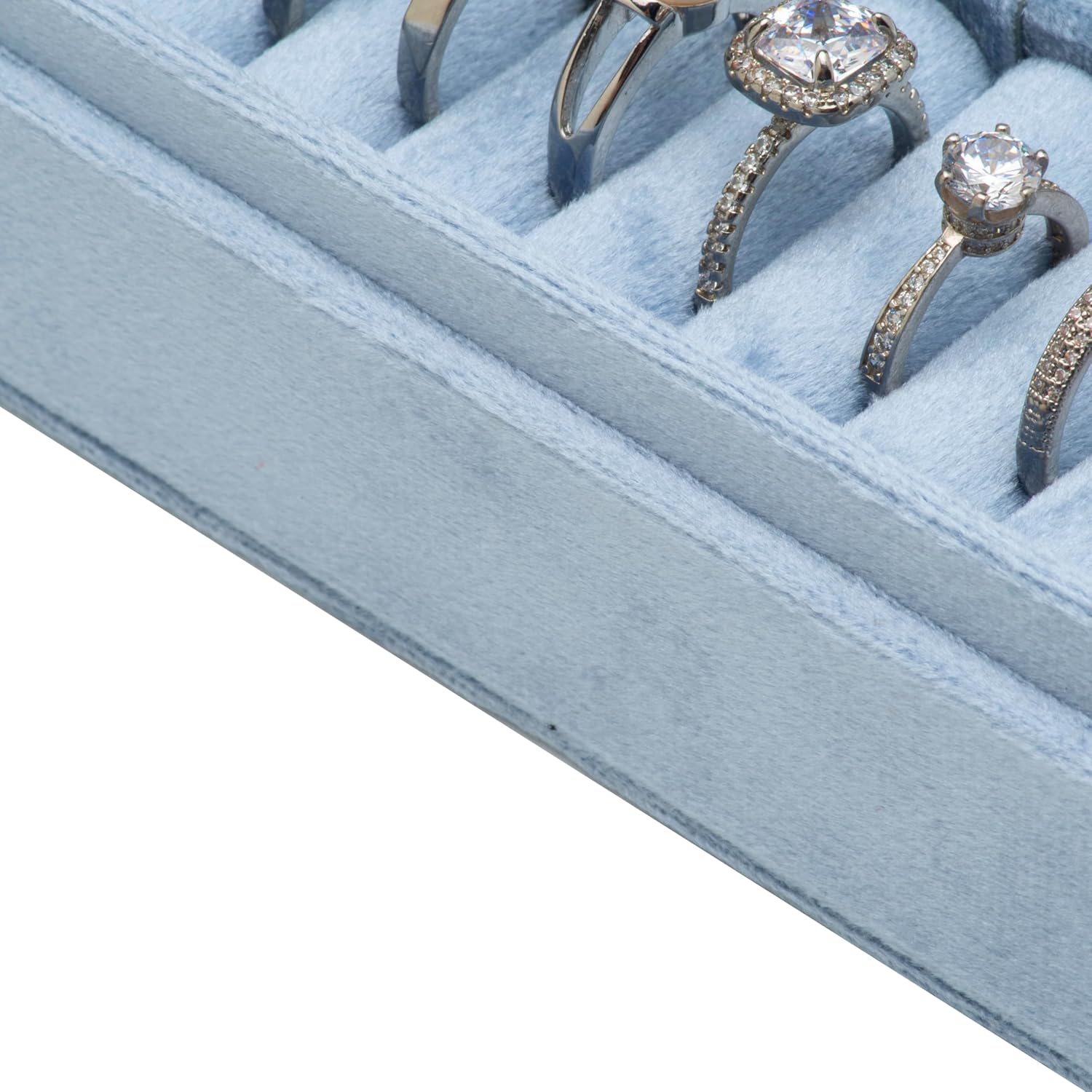 Velvet Small Multiple Ring Box Portable Organizer Display Storage image 3
