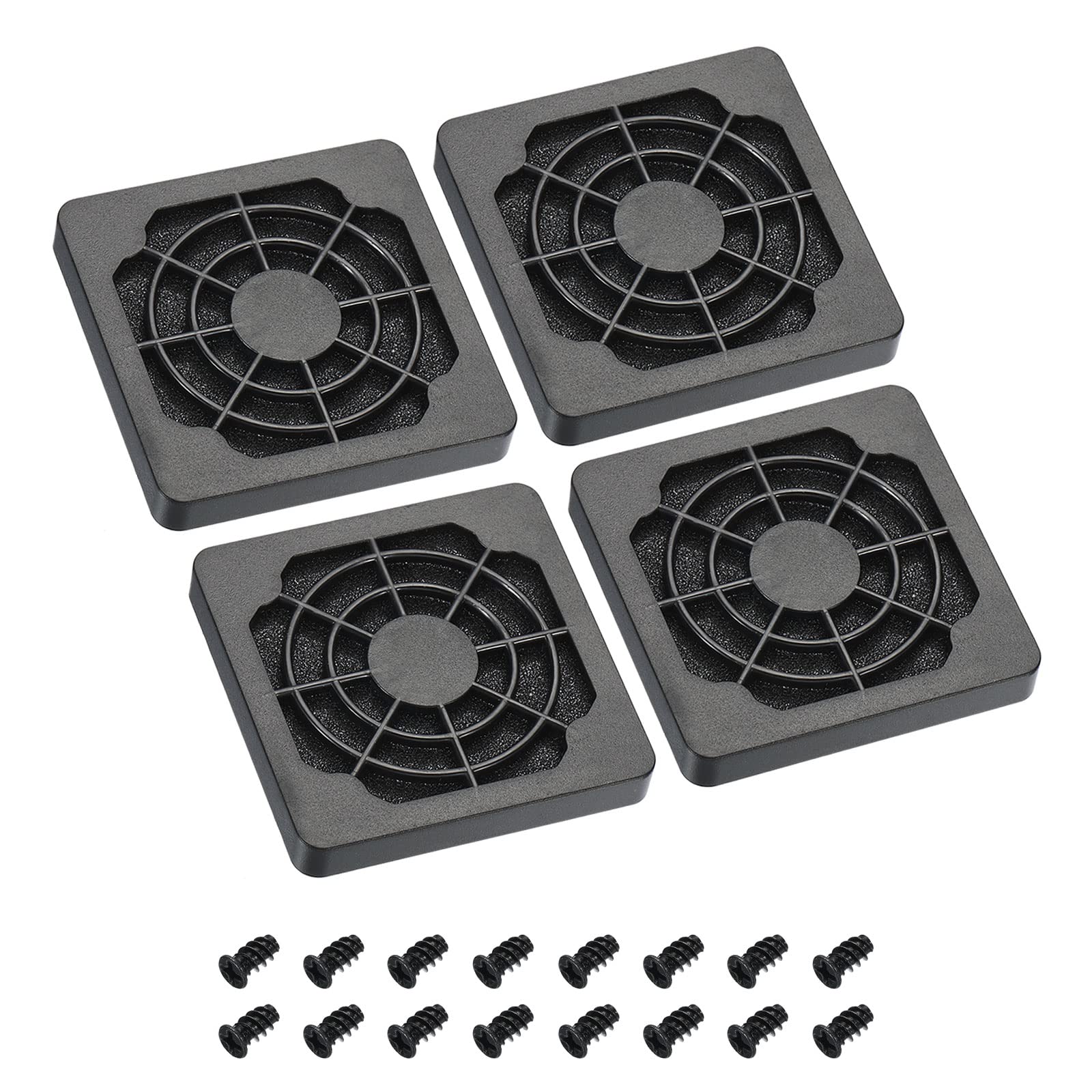 PATIKIL 50mm Cooling Fan Filter with Screw, 4 Pack ABS Ventilator Grill Protector Guard for Fan Protective Cover DIY, Black