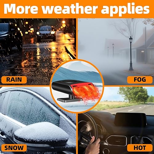Miniatura 8 de Calentador de Coche, Calentador de Coche Portátil de 12V 150W de Calentamiento Rápido y Descongelador, Calentador y Ventilador Frío 2 en 1 que se