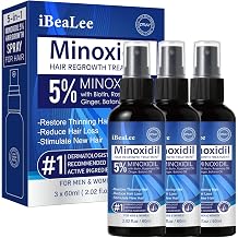 5% Minoxidil Hair Growth for Men and Women, Topical Minoxidil Spray Hair Regrowth with Biotin Batana and Rosemary, Hair Loss Treatment Serum for Stronger Thicker Fuller Hair& Beard, 3 Bottles-K1