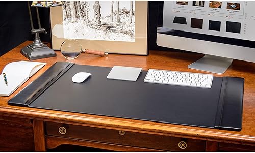 Miniatura 6 de Dacasso Juego clásico de accesorios de escritorio de cuero negro, acento dorado, elementos esenciales de organización de escritorio de 10 piezas con