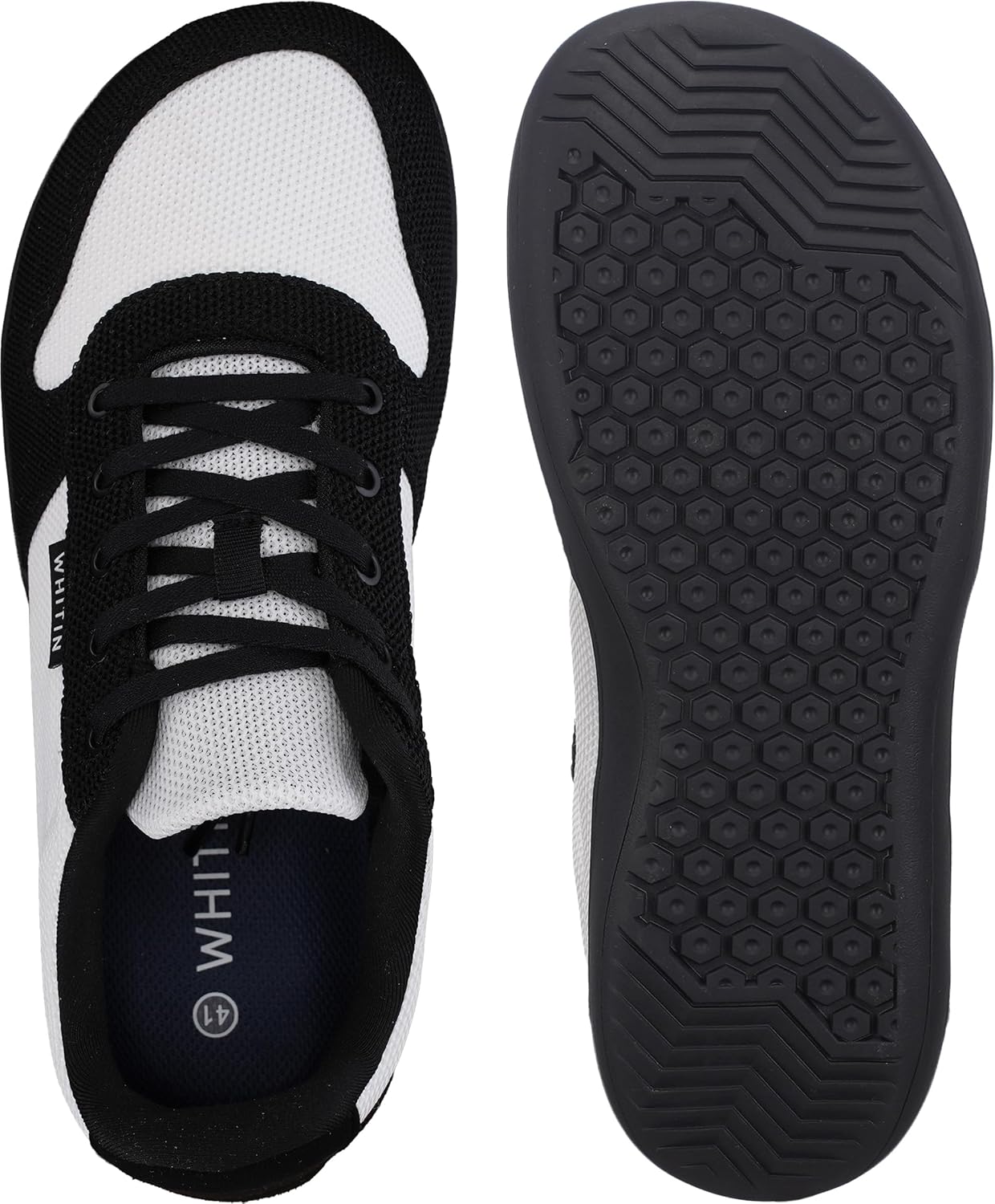 WHITIN Men's Wide Toe Box Barefoot Sneakers + Breathable Knit Walking Shoes