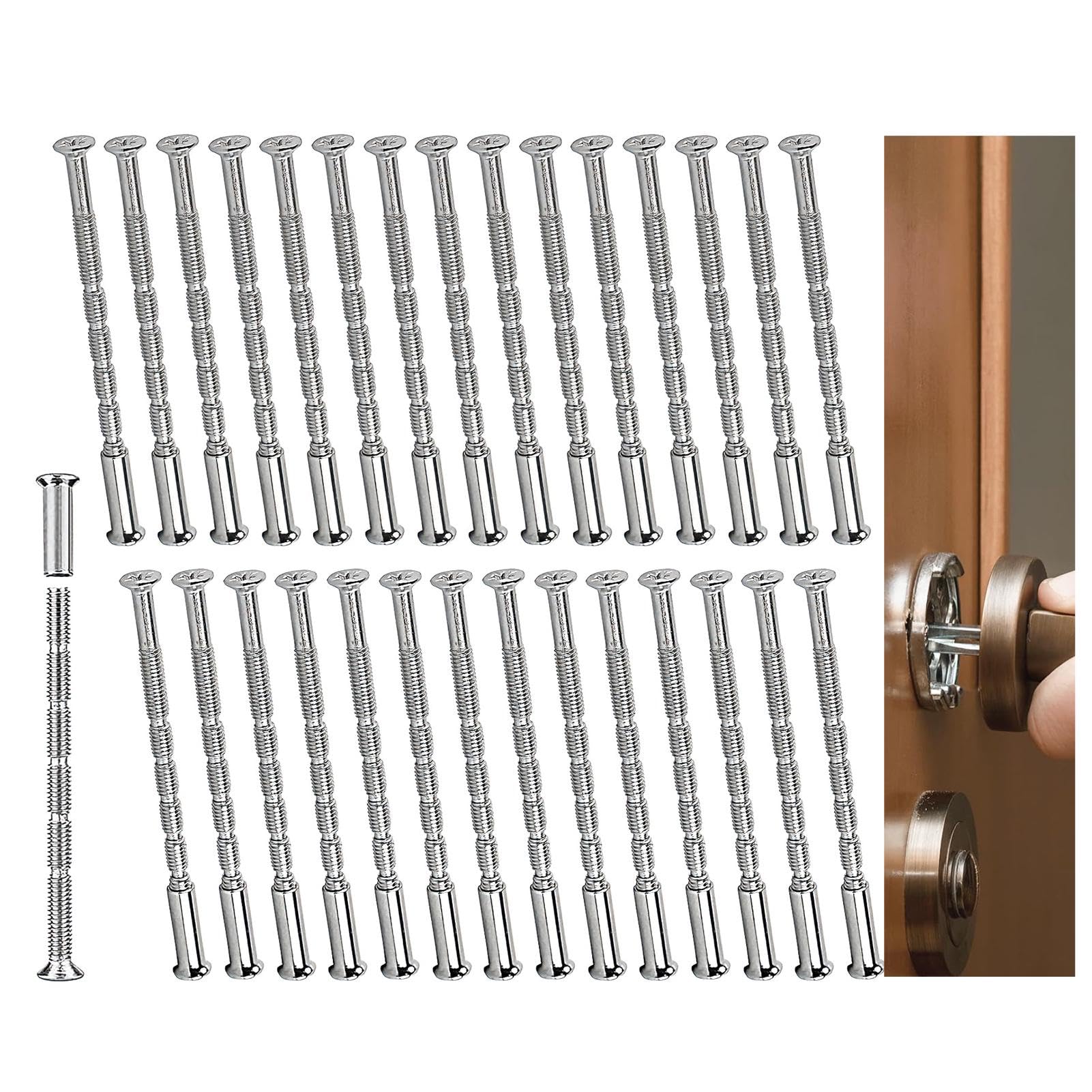 36 Sets M3 Door Handle Fixing Screws and Sleeves, m3 Bolts Through Connecting Bolts and Sleeves, Door Handle Screws for Doors Lock Cabinet Drawers