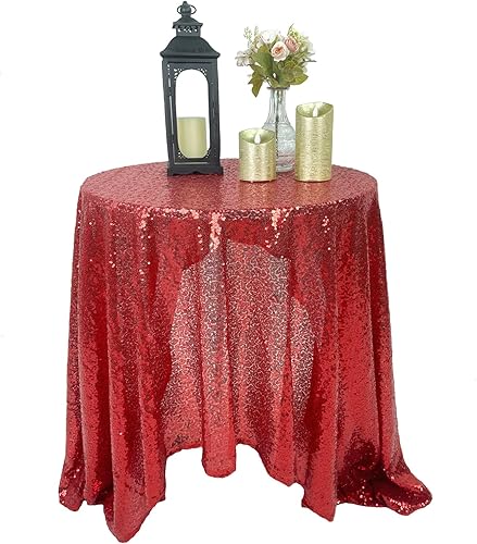 Mantel de lentejuelas rojas con purpurina, 50 x 50 pulgadas, mantel rojo brillante para decoración de mesa de boda, fiesta, cumpleaños