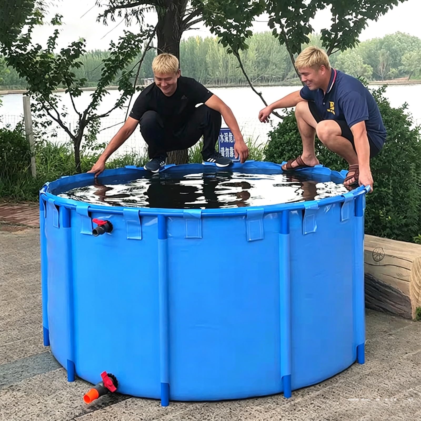 Piscina fuori terra con telaio Piscina Fuori Terra Rotonda Profondità 1.2m 1m 0.8m 0.6m, Set Piscina Rotonda Con Struttura Esterna E Valvola Di Scarico(942L/249GAL - 1X1.2M (D X H))