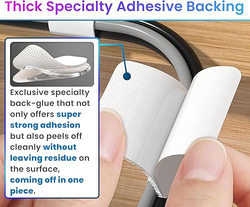 Miniatura 6 de Sujetacables de gancho y bucle, correas de cable autoadhesivas de gancho y bucle, organizador de cables con parte trasera adhesiva, clip para