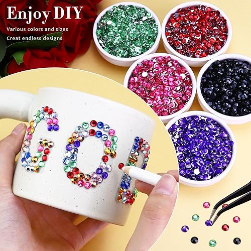 Vista 28 de 4500PCS Resin Flatback Rhinestone, 2mm 3mm 4mm 5mm 6mm Lemon Yellow Flatback Rhinestones for Tumblers, Nails Art, Mugs, Bottles, Craft Decoration
