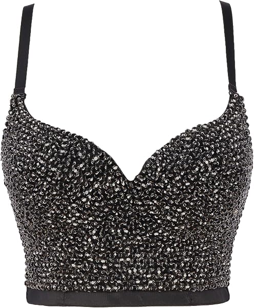 Corsetto da Donna con Reggiseno,Top Corto con Bustino di Strass - 1