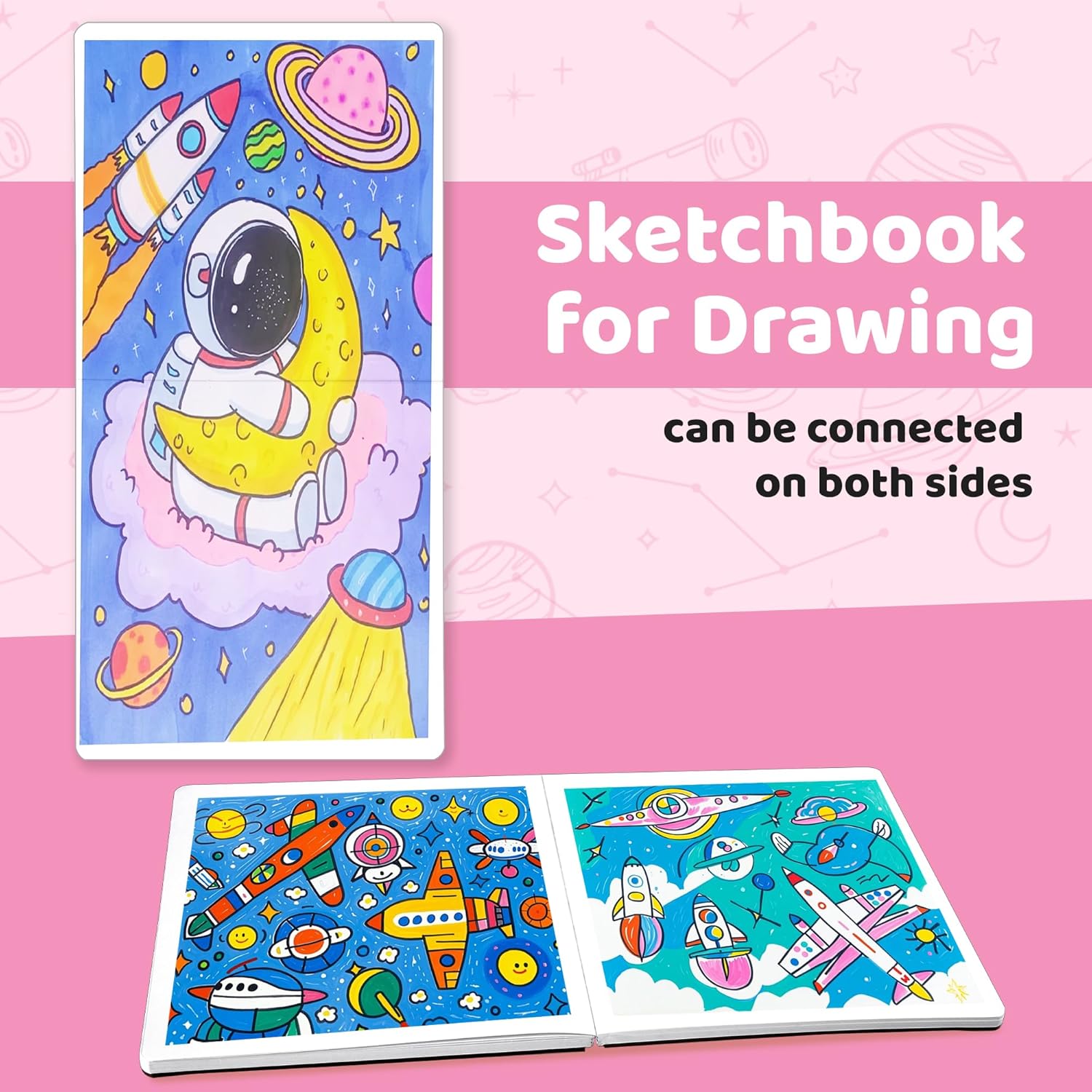 FLYING EAGLE Sketch Book for Kids 10"X 10" Large Hardcover Sketchbook for Drawing 120GSM Thick Paper, Square Art Drawing Paper 120 Pages Sketch Pad for Girls Teens,Gift Boxed, Pink