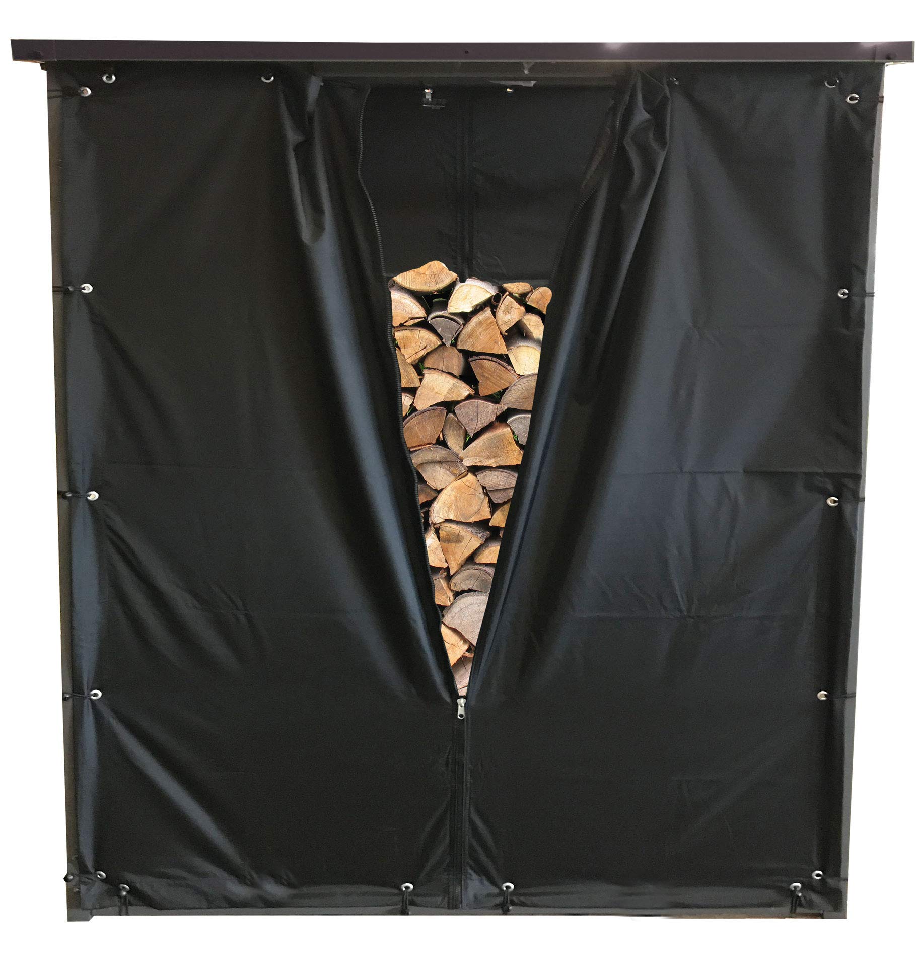 QUICK STAR Set di Protezione dalle intemperie Parete Anteriore e Posteriore per Riparo di Legna da ardere XXL 185x70x185cm PVC Nero