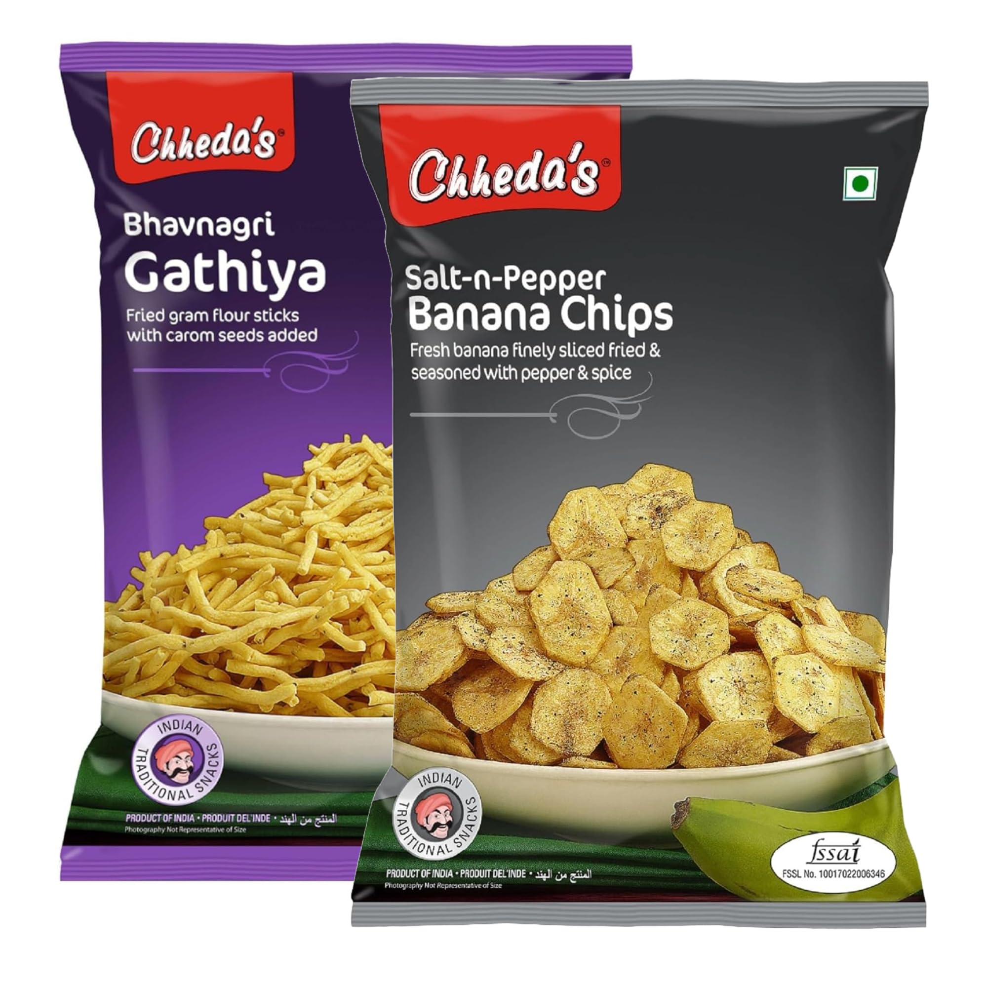 Chhedas - Salt N Pepper Banana Chips (350 Gm) and Bhavnagri Gathiya (350 Gm) | Banana Wafers | Indian Namkeen | Tasty Snacks | Ready to Eat - Combo Pack (B0D1VF5BJR) Amazon Price History, Amazon Price Tracker