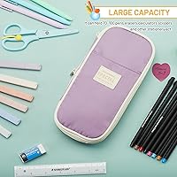 Vista 2 de Sonuimy Estuche para lápices de gran capacidad, lindo estuche estético de gran capacidad con cremallera, estuche para lápices y bolígrafos portátil