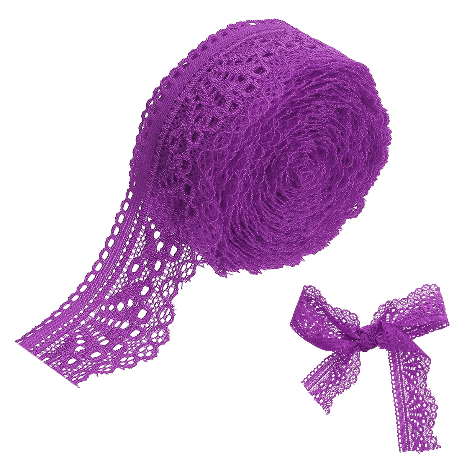 sourcing map Lace Trim, 5 Yards 1-1/2 Inch Vintage Lace Ribbons for DIY Sewing Craft Gift Package Decoration Wedding Headbands Purple