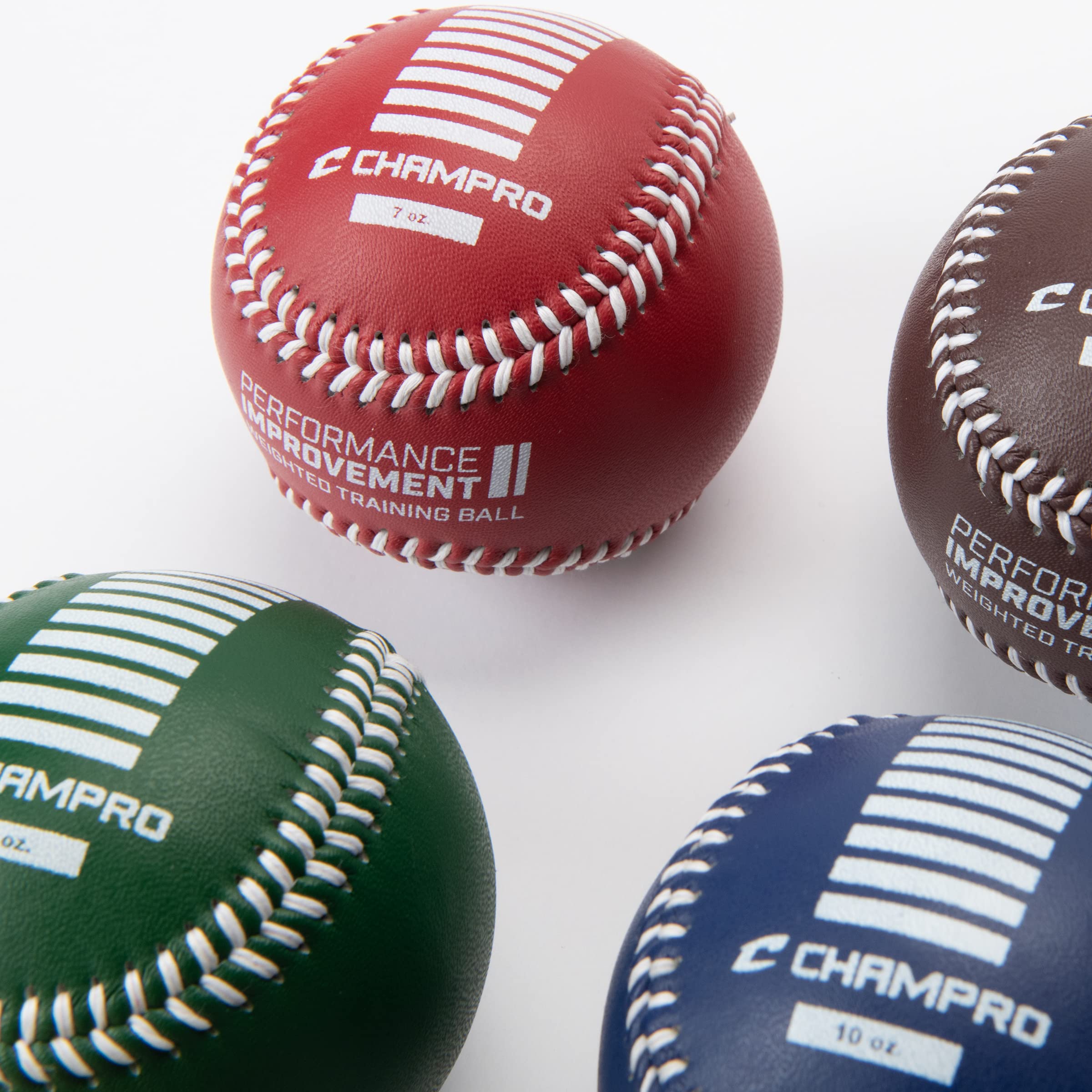 Champro Training Baseballs 9-Inch Set of 6 Red Maroon Green Yellow Blue Black