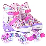 SULIFEEL Rainbow Unicorn 4 Size Adjustable Roller Skates for Girls Boys for Kids Ages 3-5 5-8 6-12 Children Skates Indoor Outdoor