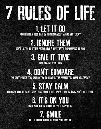 7 Rules of Life Motivational Poster - Printed on Premium Cardstock Paper - Sized 11 x 14 Inch - Perfect Print For Bedroom or Home Office: Buy Online at Best Price in UAE