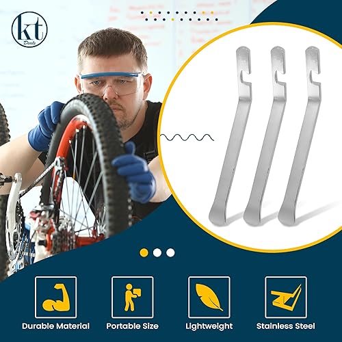 Miniatura 5 de 3 piezas de cucharas de hierro para neumáticos de bicicleta, palancas de bicicleta para cambiar, kit de herramientas de reparación de neumáticos,