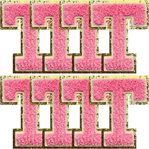 Miniatura 191 de Jongdari Letras termo-adhesivas para ropa, parche de letras de felpilla con brillantina del alfabeto, apliques para coser con adhesivo planchado, 8