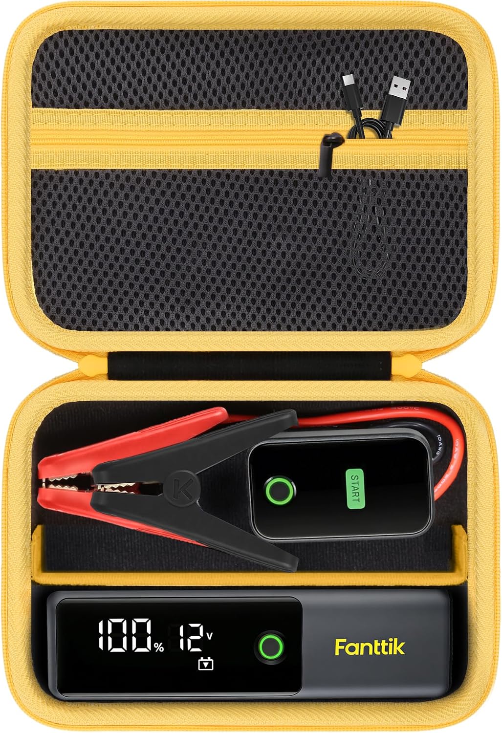 Aenllosi for Fanttik Potent T10 1800A Jump Starter, 12000mAh Power Bank Hard Protective Storage Case, Black (Case Only)
