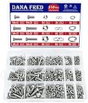 Hex Flat Head Bolts M4 M5 M6 Metric Threaded Hexagon Machine Screws Nuts Metal Hardware Fastener Flat and Lock Washers SAE Assortment Kit Set 304 Stainless Steel 510pcs