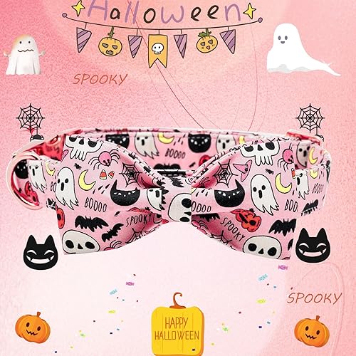 Miniatura 4 de Elegant little tail Collar para perro con lazo, collar de otoño para perro, con lazo de calabaza, para Halloween, para niñas y niños, collar para