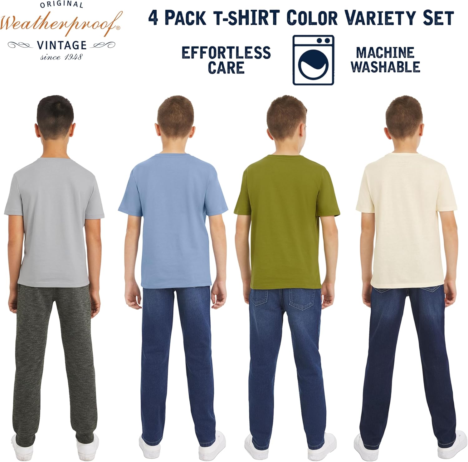 Weatherproof Vintage Boys' 4 Pack Variety Super Soft Stretchable Tee Short Sleeve Graphic T-Shirt - Image 4