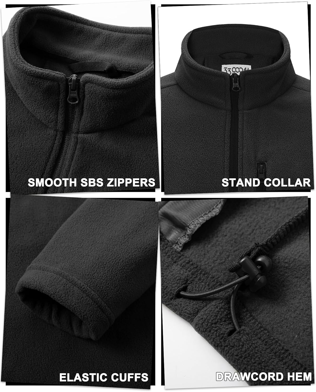 33,000ft Men's Full Zip Fleece Jacket Lightweight Warm Soft Polar Long Sleeve Jackets with Pockets for Winter Hiking Casual - Image 4