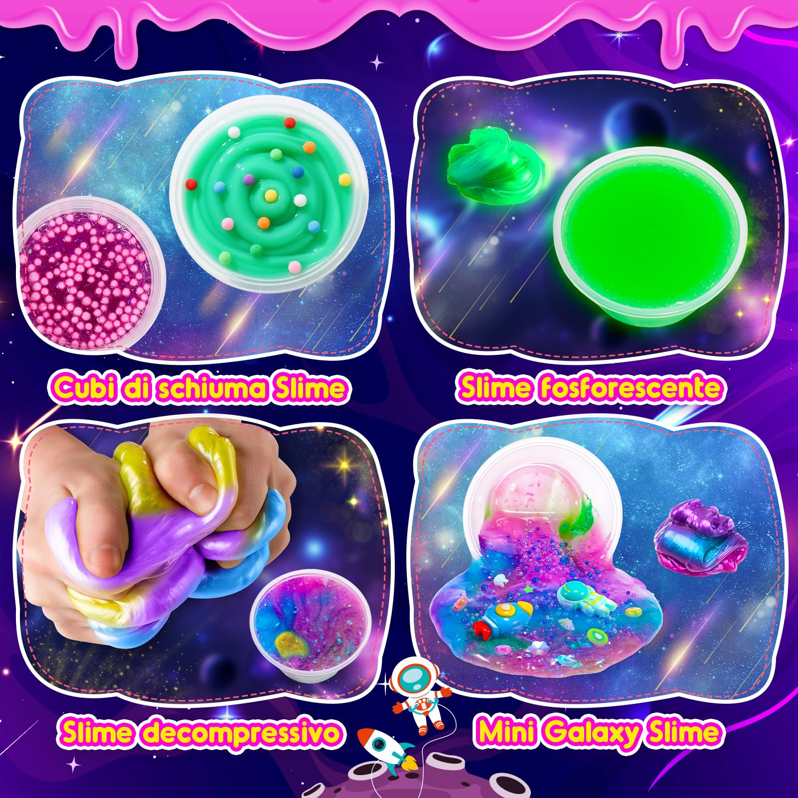 Hapikids Slime per Bambini, Regalo Bambina Bambino 6 7 8 9 10 11 Anni Galaxy Slime Fluffy Giochi Bambina 6-12 Anni Femmina Slime Kit Lavoretti Creativi Per Bambini Giocattoli Bambina Gioco Bimba Bimbo