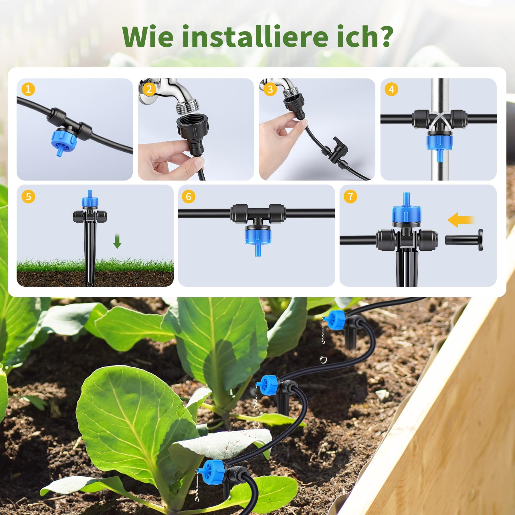 Lvelfe Automatisch irrigatiesysteem, automatische druppelirrigatieset, led-display en USB-voeding, irrigatiesysteem voor binnenplanten voor potplanten