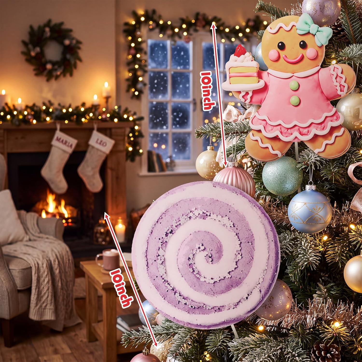 Gerrii 12 Pcs Pastel Christmas Decorations Candy Gingerbread Men Tree Picks