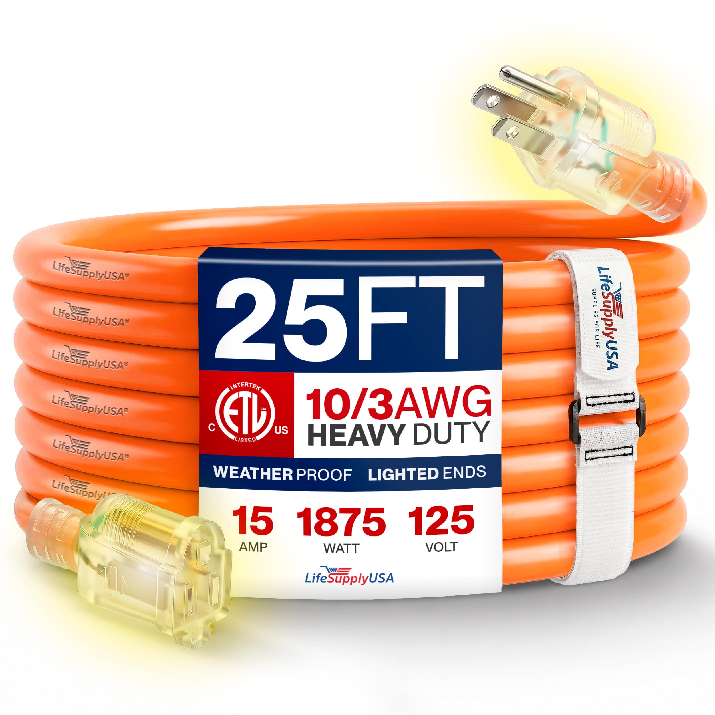 LifeSupplyUSA 25ft Extension Cord