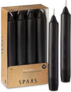 SPAAS Straight Candle Sticks - Pack of 8 6" Long Black Candles | 5 Hour Long Burning Unscented Candles for Emergency Candles, Chime Candles, Table Candles for Wedding, and Home Decoration (Black)