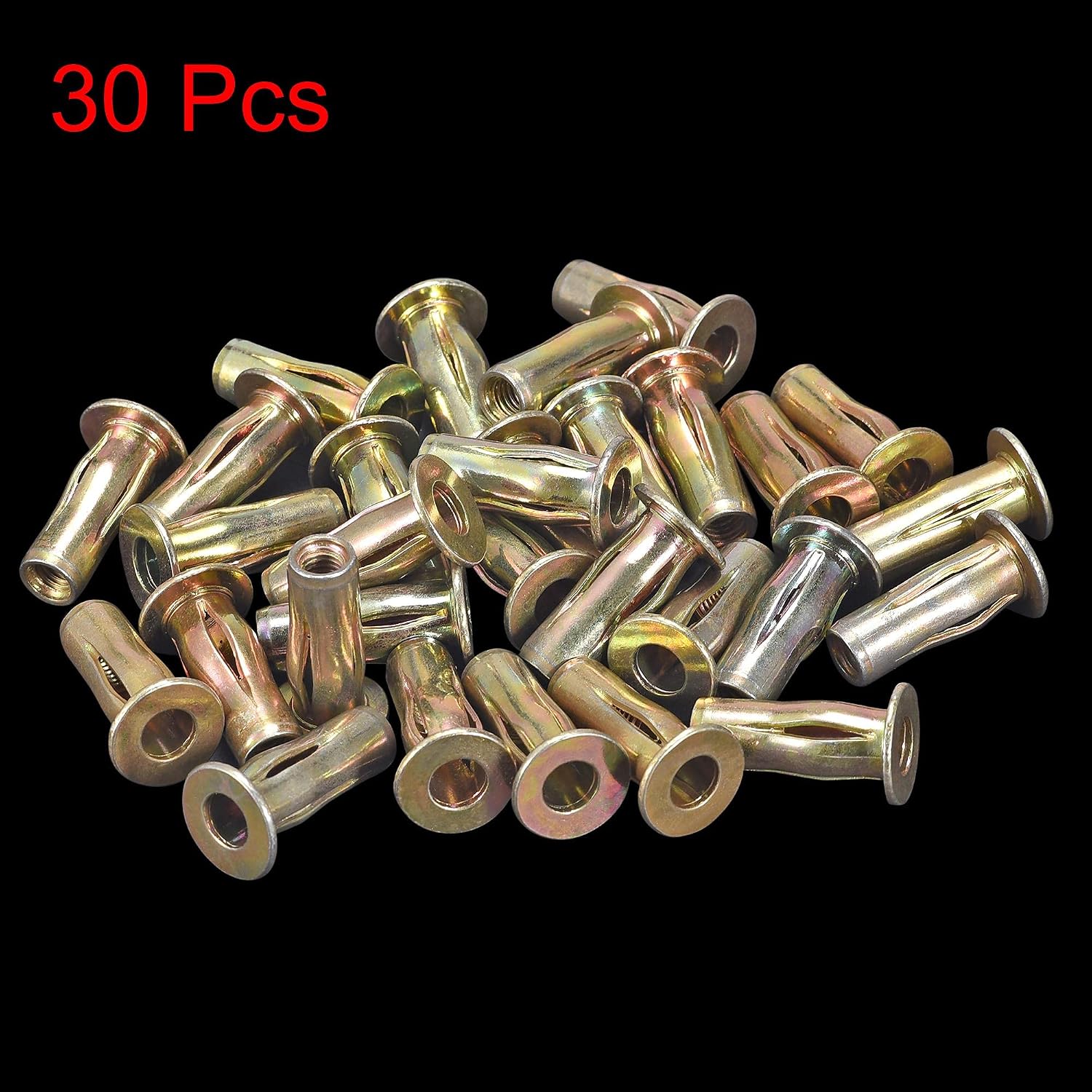 sourcing map Multi-Grip Rivet-Nut, M5 Pre-Bulbed Shank Carbon Steel Color-Zinc-Plated Flat Head Threaded Insert Nut 30Pcs - Image 4
