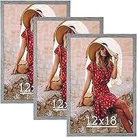 Vista 28 de Dark Brown 12x18 Frame Set of 3 - Rustic Woodgrain 12 x 18 Poster Frame with Plexiglass for Wall Gallery Display, 12x18 Picture Frame for Puzzles