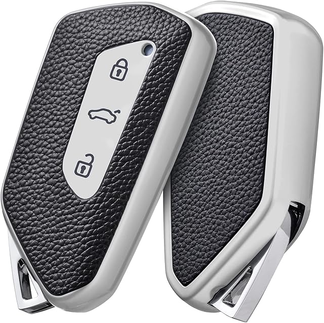 OATSBASF Etui na kluczyki samochodowe do VW, etui na klucze, kompatybilne z Golf 8, Seat, Leon, MK 4, Tarraco, Ateca, Skoda, Octavia TPU, silikonowe etui na klucze (srebrne)