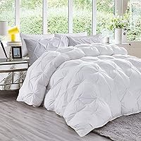 Vista 17 de Down Alternative Serie 1200 - Juego de edredón plisado de 5 piezas (edredón + 4 fundas de almohada), algodón egipcio de 21.16 oz/m², tamaño Queen