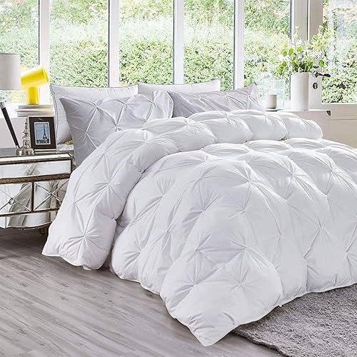 Miniatura 23 de Down Alternative 1000 Series - Juego de edredón plisado de 5 piezas (edredón + 4 fundas de almohada), algodón egipcio de 500 GSM, tamaño King Verde