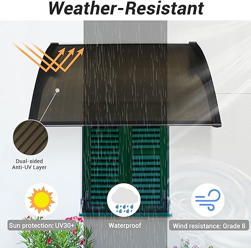 Miniatura 6 de Yescom - Toldo para ventana de puerta de patio o patio, protección contra la lluvia y la nieve, de policarbonato