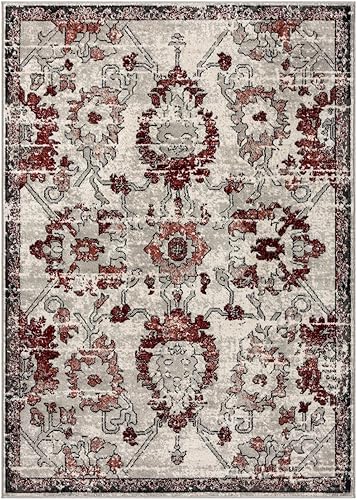 Miniatura 3 de LUXE WEAVERS Alfombra oriental floral roja envejecida 5x7