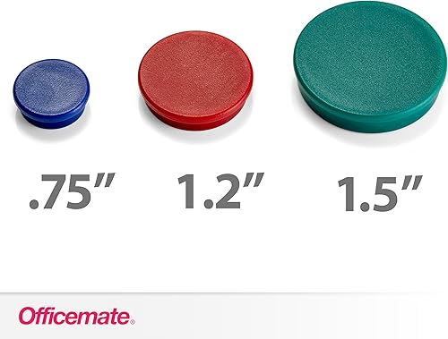 Miniatura 2 de Imanes fuertes de Officemate - Varios tamaños y colores - 30 unidades por envase (92501)