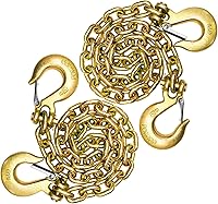 SENKEYFE 5/16" G80 Trailer Safety Chains with 4 G70 Clevis Hooks, 36" 4900 lbs WLL 17000 lbs Break Strength - 2 Pack Yellow Heavy Duty Tow Chains