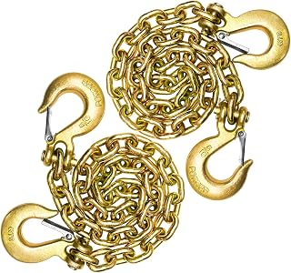 SENKEYFE 5/16" G80 Trailer Safety Chains with 4 G70 Clevis Hooks, 36" 4900 lbs WLL 17000 lbs Break Strength - 2 Pack Yellow Heavy Duty Tow Chains