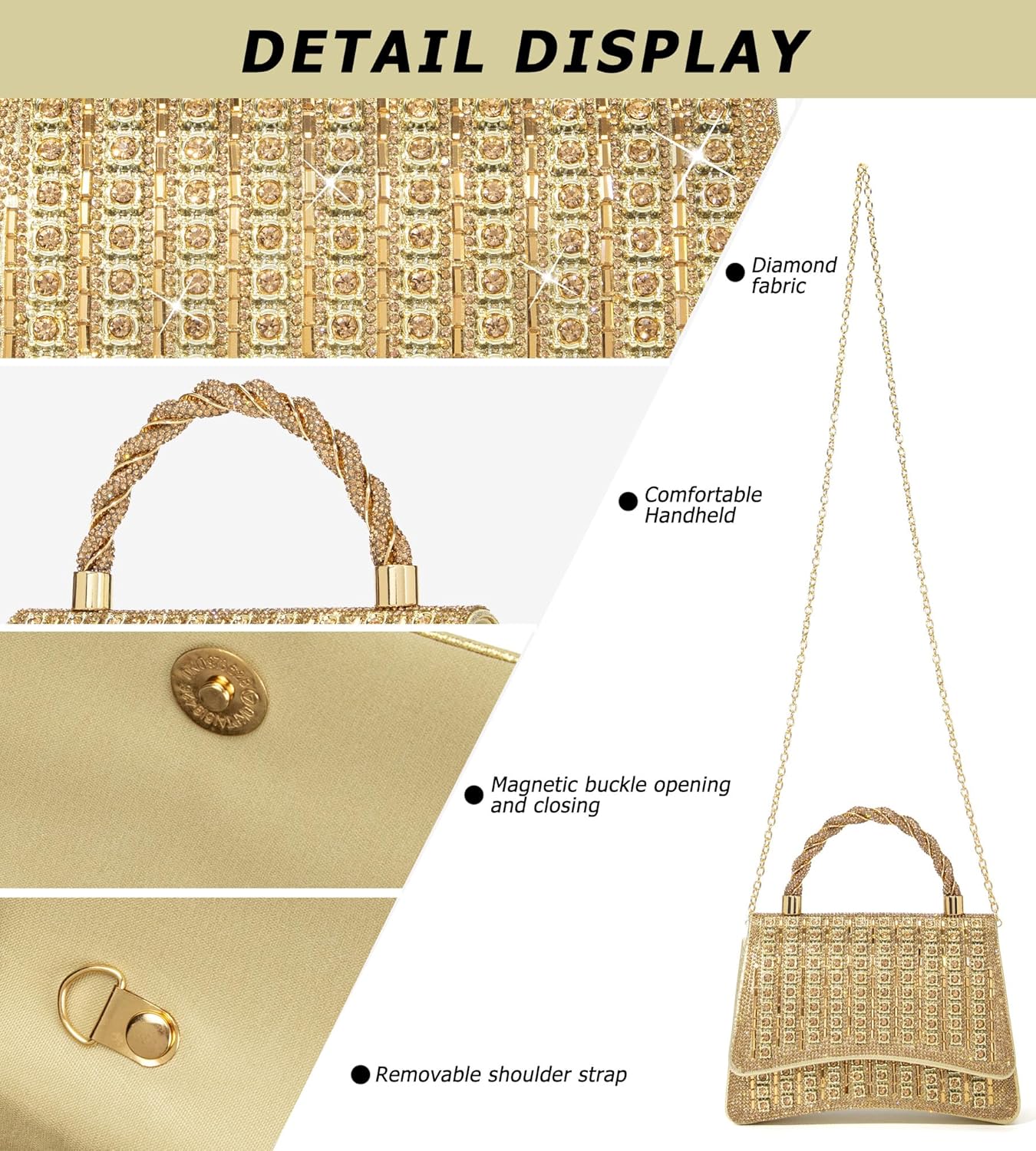 Rhinestones Clutch Purse for Women Sparkly Shoulder Bag and Handbags for Wedding Party Evening Crossbody Bag - Image 6